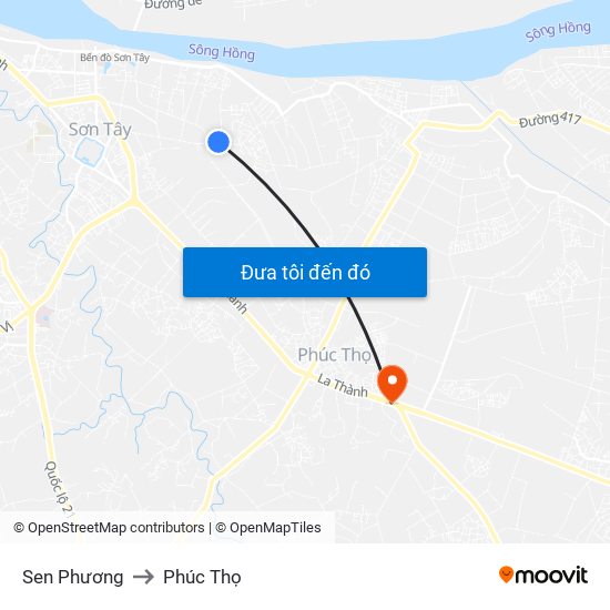 Sen Phương to Phúc Thọ map