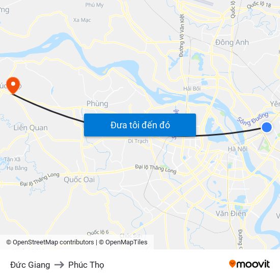 Đức Giang to Phúc Thọ map