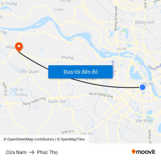 Cửa Nam to Phúc Thọ map