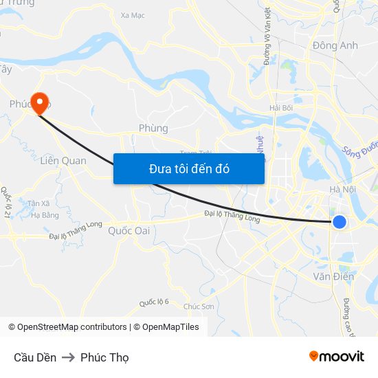 Cầu Dền to Phúc Thọ map