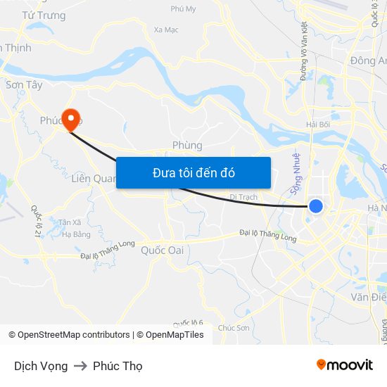 Dịch Vọng to Phúc Thọ map