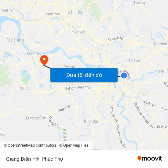 Giang Biên to Phúc Thọ map