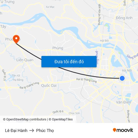 Lê Đại Hành to Phúc Thọ map