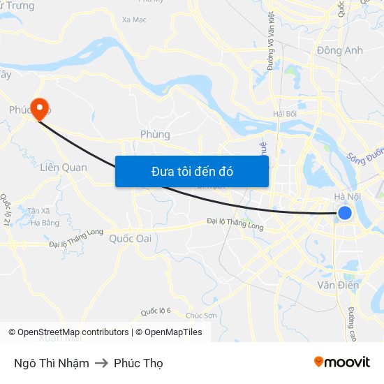 Ngô Thì Nhậm to Phúc Thọ map