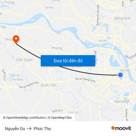 Nguyễn Du to Phúc Thọ map
