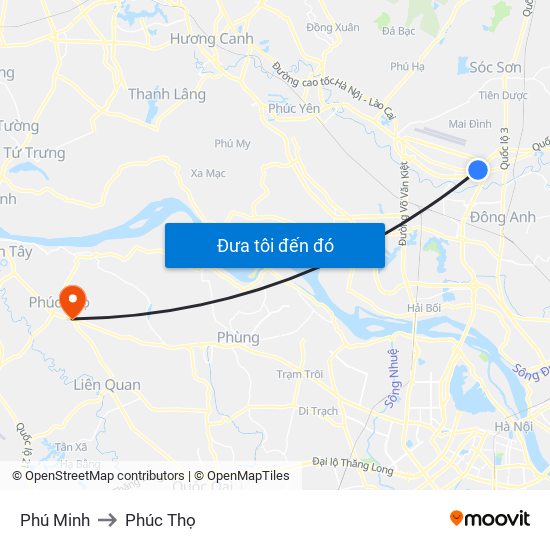 Phú Minh to Phúc Thọ map