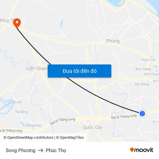 Song Phương to Phúc Thọ map