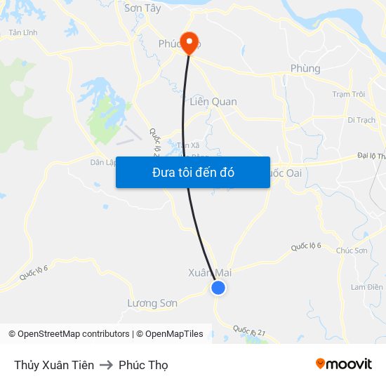 Thủy Xuân Tiên to Phúc Thọ map