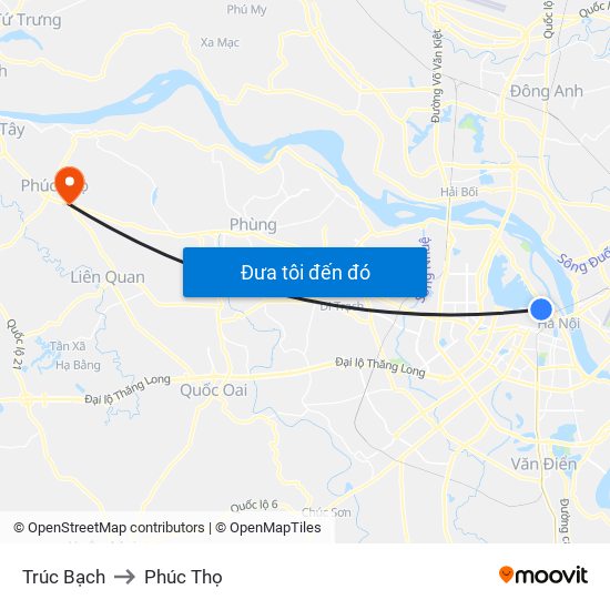 Trúc Bạch to Phúc Thọ map