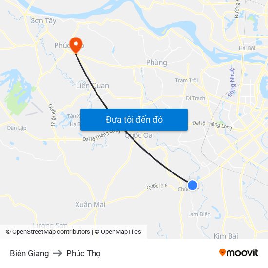 Biên Giang to Phúc Thọ map