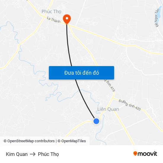 Kim Quan to Phúc Thọ map