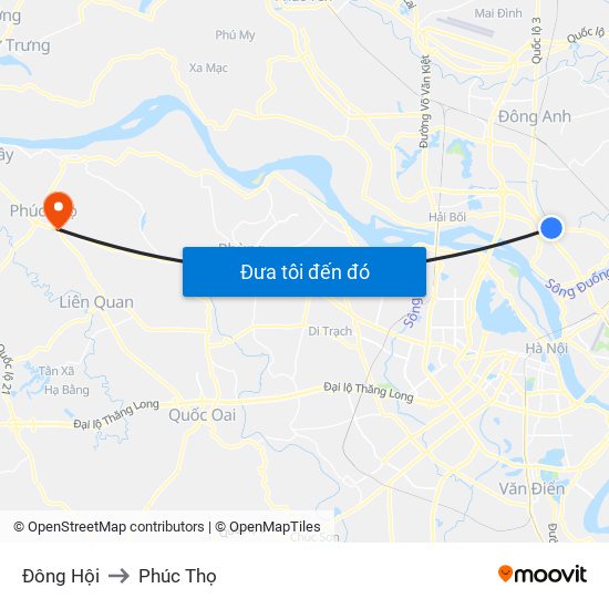 Đông Hội to Phúc Thọ map