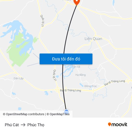 Phú Cát to Phúc Thọ map
