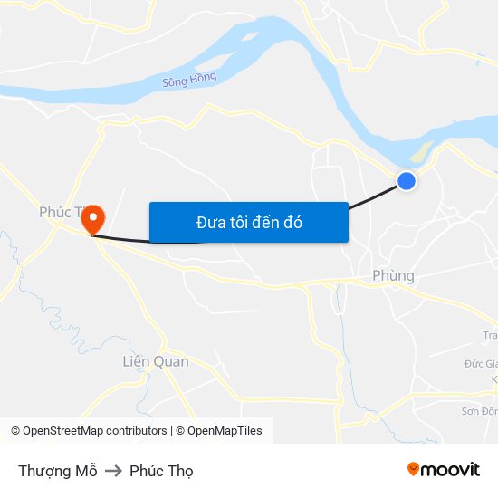 Thượng Mỗ to Phúc Thọ map