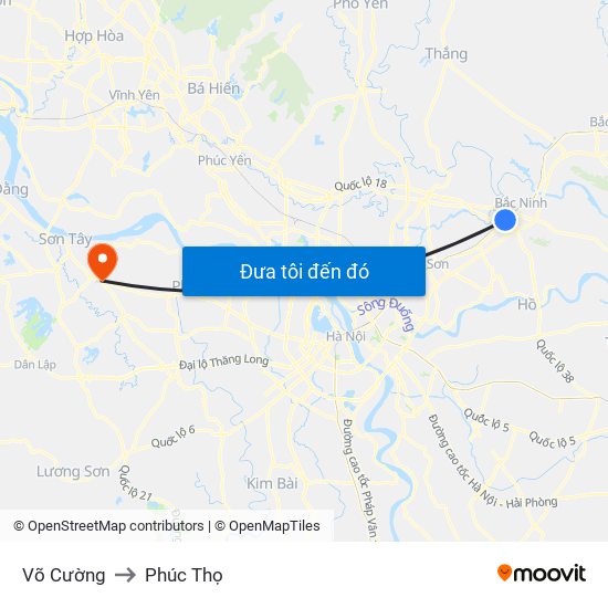 Võ Cường to Phúc Thọ map