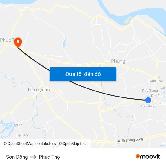 Sơn Đồng to Phúc Thọ map