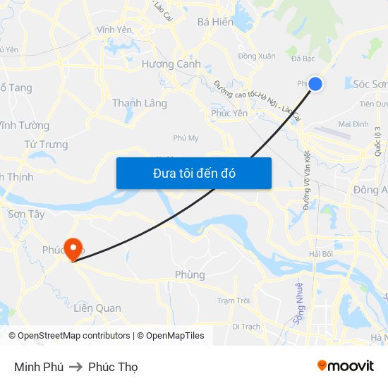 Minh Phú to Phúc Thọ map