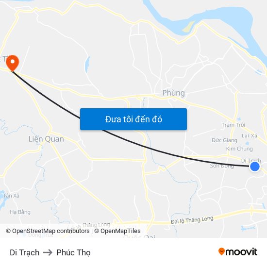 Di Trạch to Phúc Thọ map