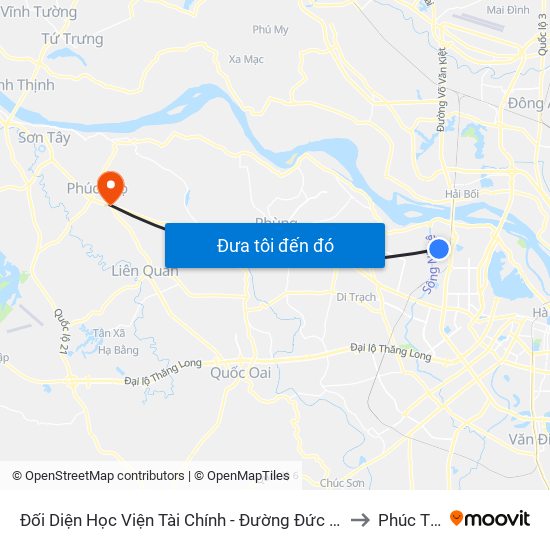 Đối Diện Học Viện Tài Chính - Đường Đức Thắng to Phúc Thọ map