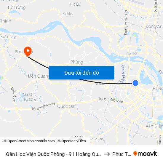 Gần Học Viện Quốc Phòng - 91 Hoàng Quốc Việt to Phúc Thọ map