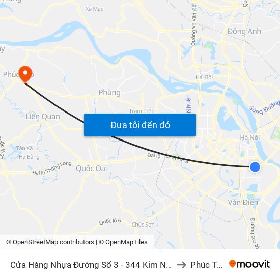 Cửa Hàng Nhựa Đường Số 3 - 344 Kim Ngưu to Phúc Thọ map