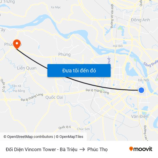 Đối Diện Vincom Tower - Bà Triệu to Phúc Thọ map