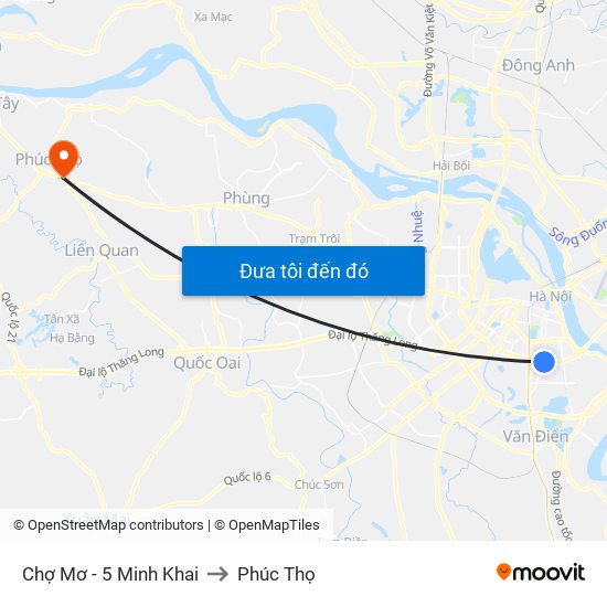 Chợ Mơ - 5 Minh Khai to Phúc Thọ map