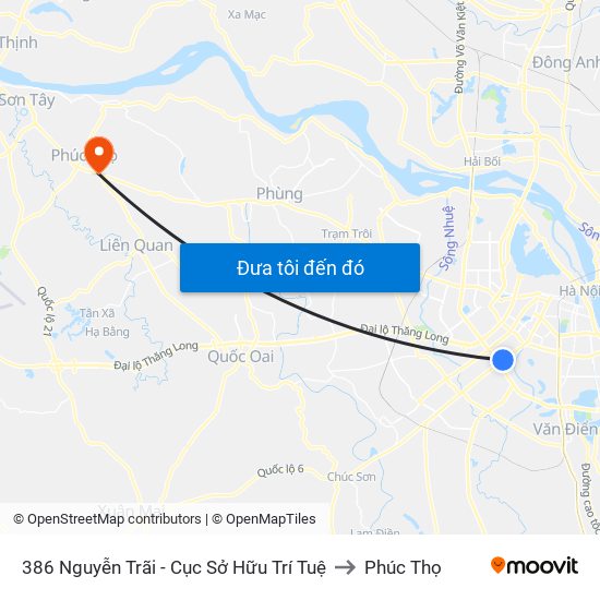 386 Nguyễn Trãi - Cục Sở Hữu Trí Tuệ to Phúc Thọ map