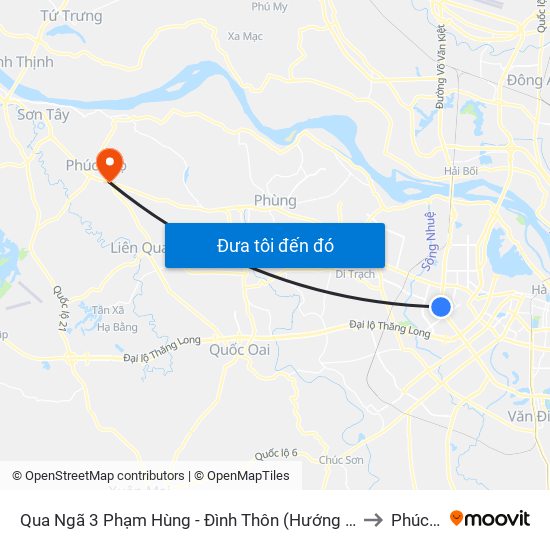 Qua Ngã 3 Phạm Hùng - Đình Thôn (Hướng Đi Phạm Văn Đồng) to Phúc Thọ map