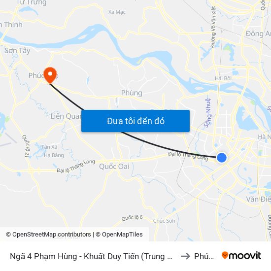 Ngã 4 Phạm Hùng - Khuất Duy Tiến (Trung Tâm Hội Nghị Quốc Gia) to Phúc Thọ map