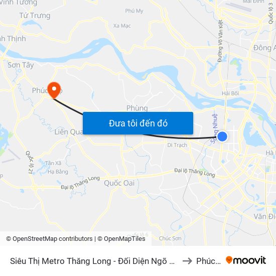 Siêu Thị Metro Thăng Long - Đối Diện Ngõ 599 Phạm Văn Đồng to Phúc Thọ map