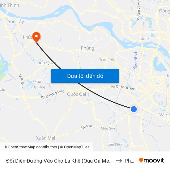 Đối Diện Đường Vào Chợ La Khê (Qua Ga Metro La Khê) - 405 Quang Trung (Hà Đông) to Phúc Thọ map