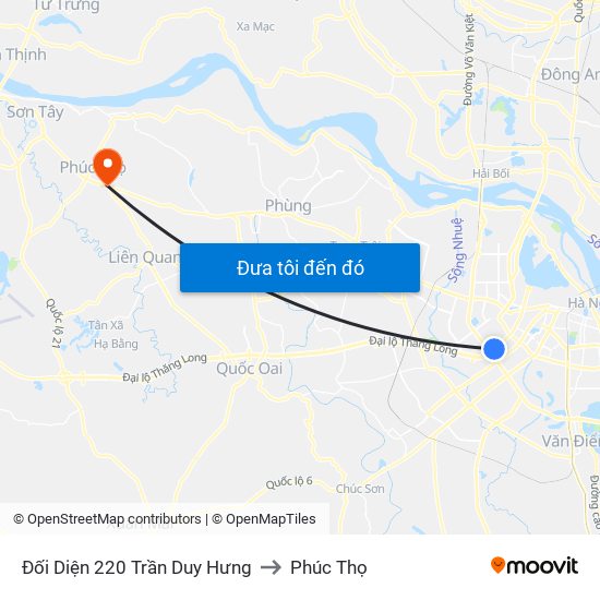 Đối Diện 220 Trần Duy Hưng to Phúc Thọ map