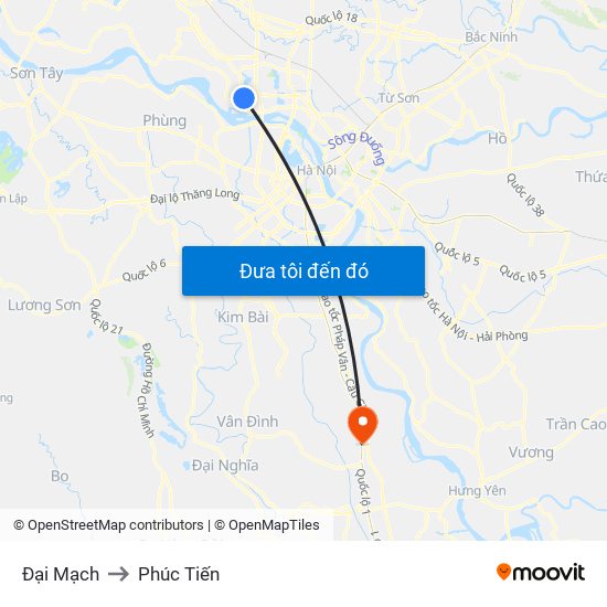 Đại Mạch to Phúc Tiến map