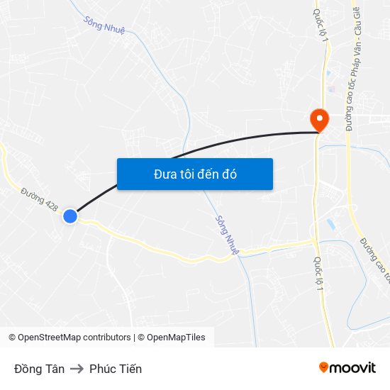 Đồng Tân to Phúc Tiến map