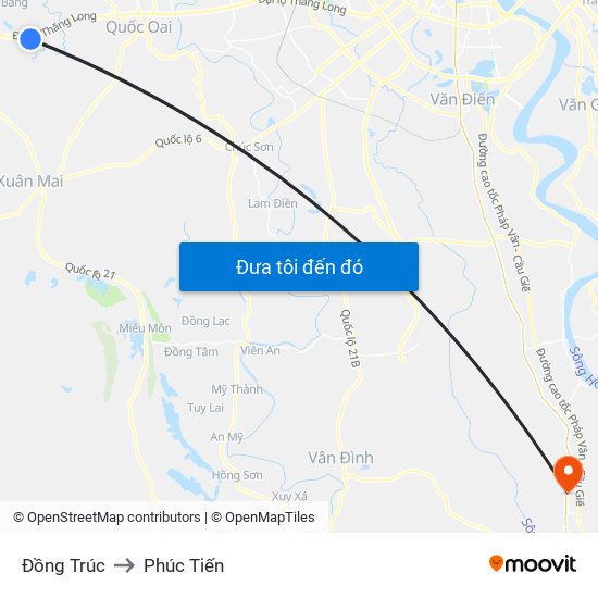 Đồng Trúc to Phúc Tiến map