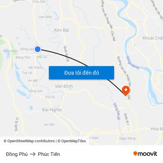 Đồng Phú to Phúc Tiến map
