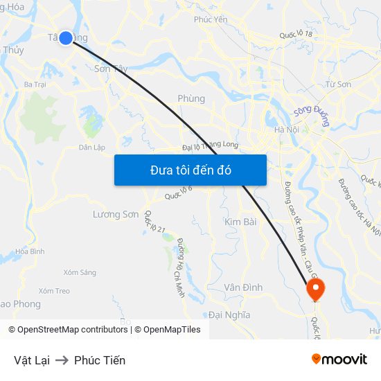 Vật Lại to Phúc Tiến map