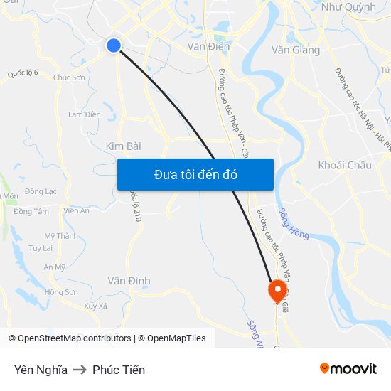 Yên Nghĩa to Phúc Tiến map