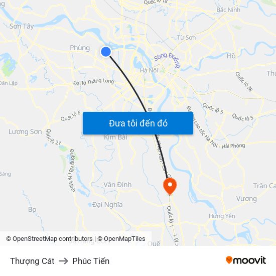 Thượng Cát to Phúc Tiến map