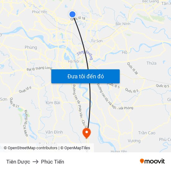 Tiên Dược to Phúc Tiến map