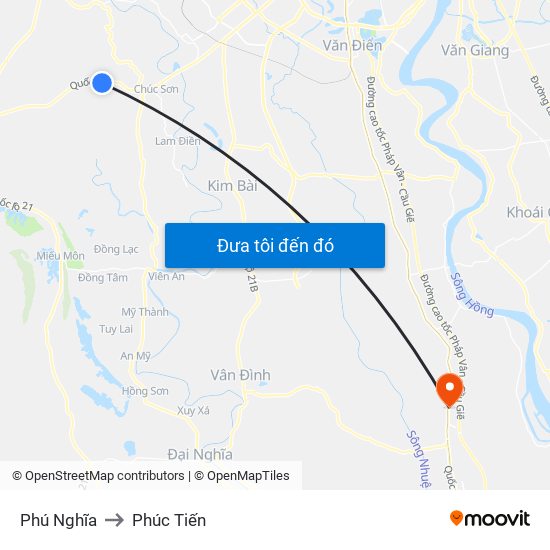 Phú Nghĩa to Phúc Tiến map