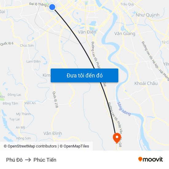 Phú Đô to Phúc Tiến map