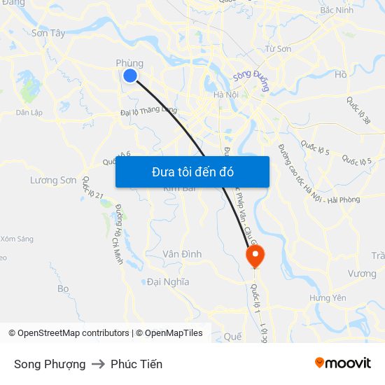 Song Phượng to Phúc Tiến map