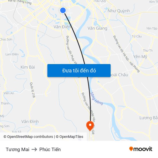 Tương Mai to Phúc Tiến map