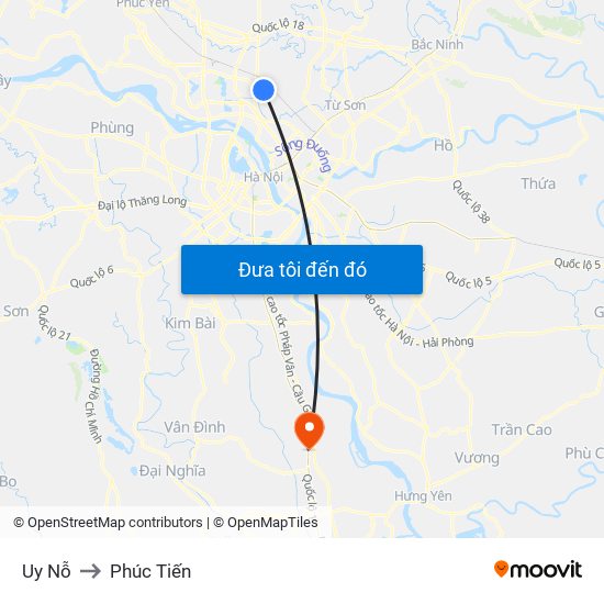 Uy Nỗ to Phúc Tiến map