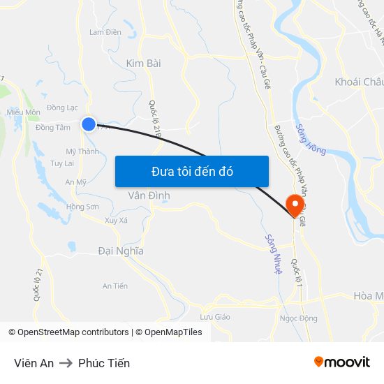 Viên An to Phúc Tiến map