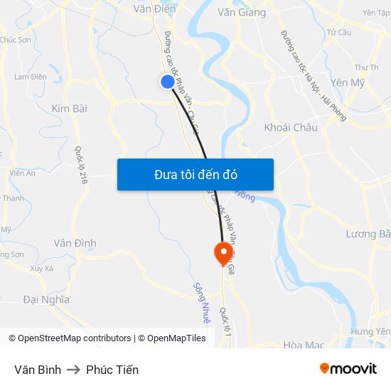 Văn Bình to Phúc Tiến map