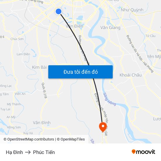 Hạ Đình to Phúc Tiến map