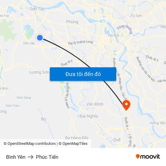 Bình Yên to Phúc Tiến map